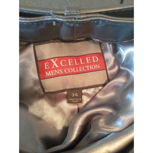 Excelled Black Leather Motorcycle Dress Pants Mens 34 x 27 Lined Belted  Hot - Picture 4 of 4